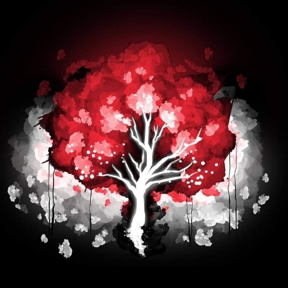 Teeturtle Blood Moon tree t-shirt Black Red XL - Picture 2 of 8